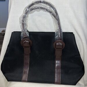 New Womens Lancôme Black/brown Accents Large Black Makeup Tote Bag